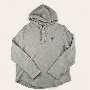 GUESS Men’s Light Grey Hoodie — Logo Embroidery — Size L — Street Casual